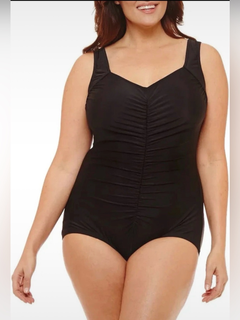 Maxine of Hollywood Swimsuit Women's Plus Size 16
Black Shirred One Piece
